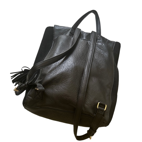 Margot black leather suede pack pack purse snap button & zipper closure … main image 5